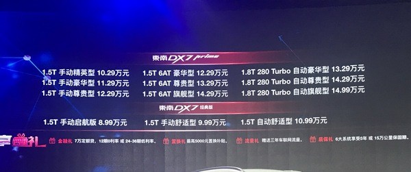 东南DX7 Prime上市 售价10.29-14.99万元