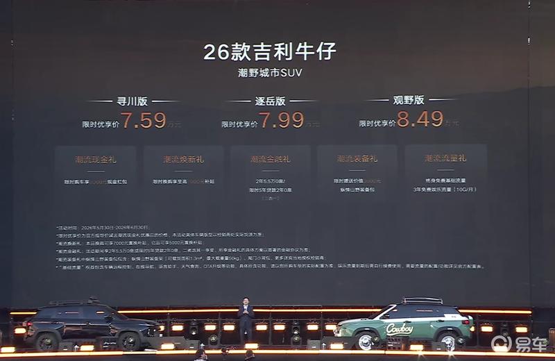 新款吉利牛仔正式上市 限时优享价7.59万元起